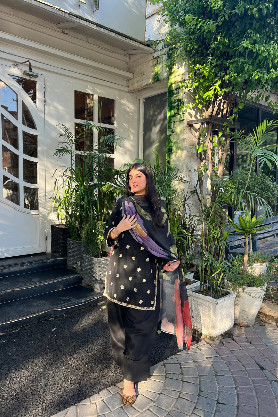 ASWAD - 3PC Embroidered Farshi Shalwar Set - Image 4