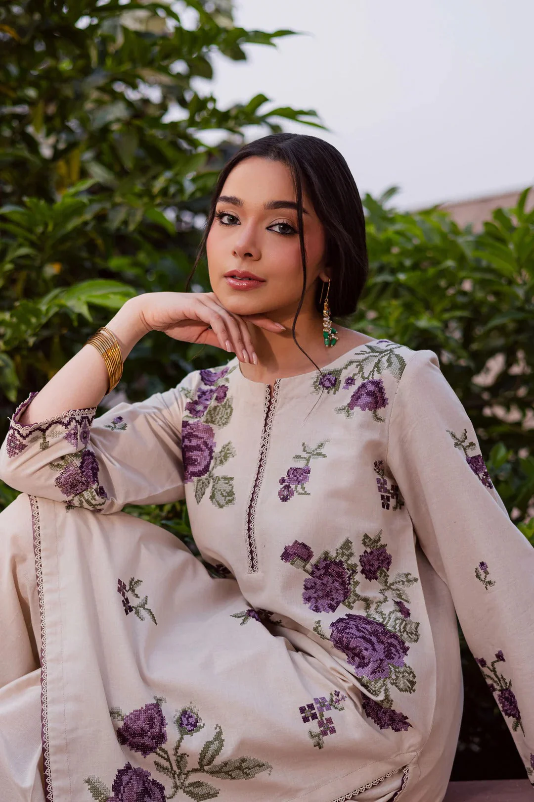 PURPLE NATE 2PC - EMBROIDERED DRESS - Image 3